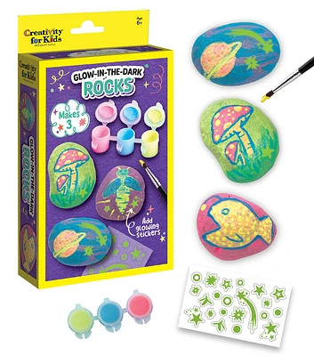 3ct Glow In the Dark Rock Painting Kit With Stickers & Paint Brush