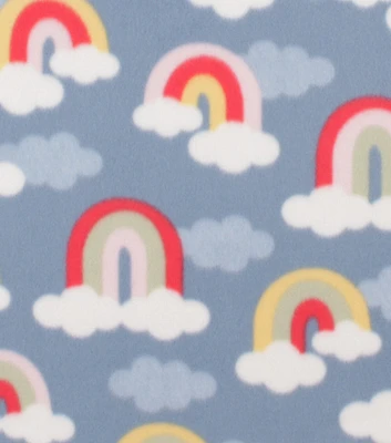 Rainbow Sky on Blue Blizzard Fleece Fabric