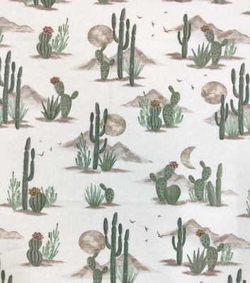 Desert Cactus on Cream Nursery Flannel Fabric