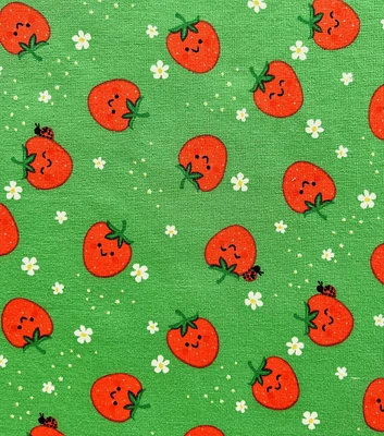 Red Strawberries Brushed Terry Fabric by POP!