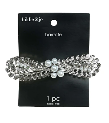 4" Silver Pearl Barrette by hildie & jo