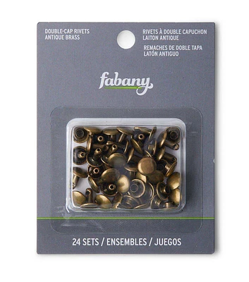 8mm Antique Brass Iron Double Cap Rivets 24 Sets by Fabany