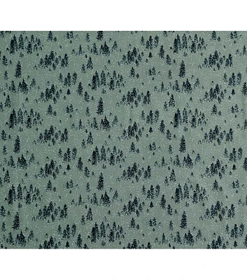 Pine Forest on Gray Christmas Cotton Fabric