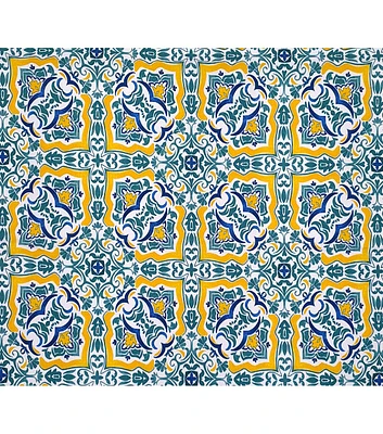 Yellow & Blue Mosaic Italian Coast Outdoor Fabric