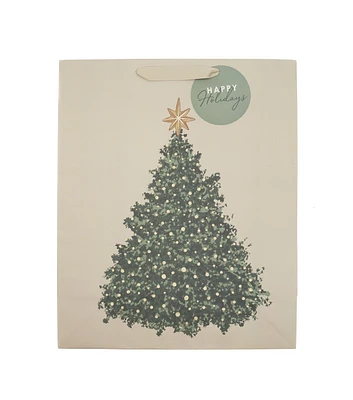 16" x 19" Christmas Tree Gift Tan Bag by Place & Time