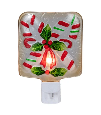 Northlight 6" White & Red Candy Canes Glass Christmas Night Light