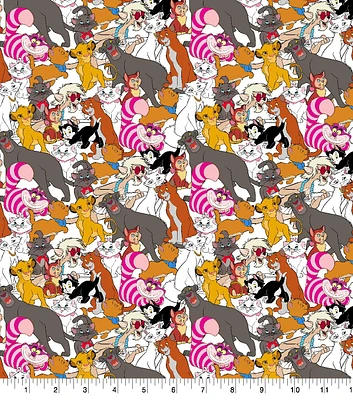 Disney Cats Packed Cotton Fabric