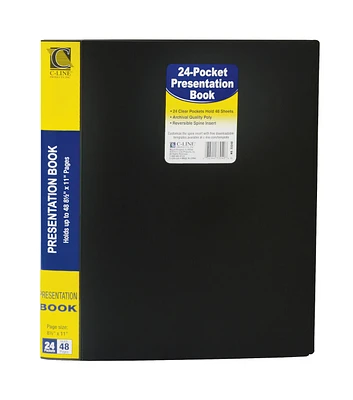 C-Line 8.5" x 11" Black & Clear 24 Pocket Presentation Books 4pk