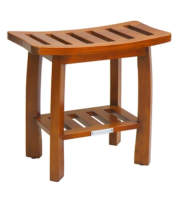 Oceanstar Teak Solid Wood Spa Shower Bench with Storage Shelf