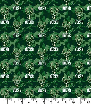 NBA Milwaukee Bucks Camo Cotton Fabric