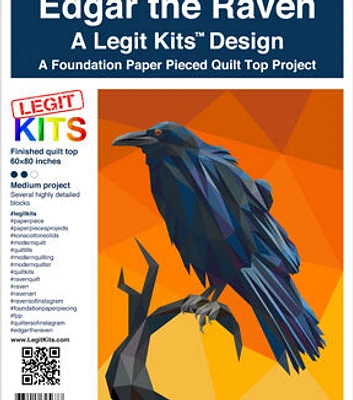 Legit Kits Edgar the Raven Foundation Paper Pieced Quilt Top Kit