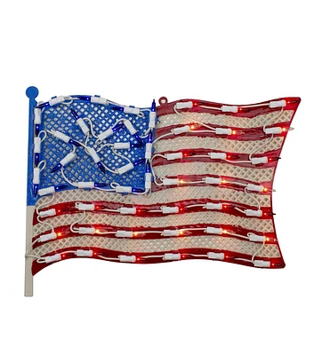 Northlight 14" Patriotic Pre Lit American Flag Window Silhouette