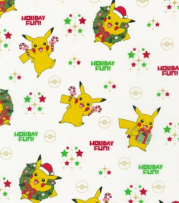 Metallic Pikachu & Holiday Fun Christmas Cotton Fabric