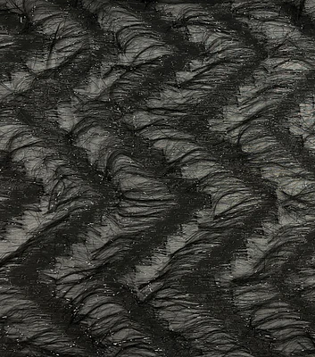 Black Faux Feather Chevron On Chiffon Fabric