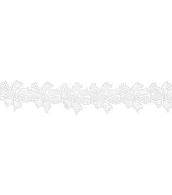 Simplicity Embroidered Flower Trim White