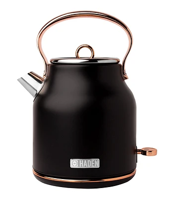 Haden Heritage 1.7 Liter Black and Copper Classic Kettle