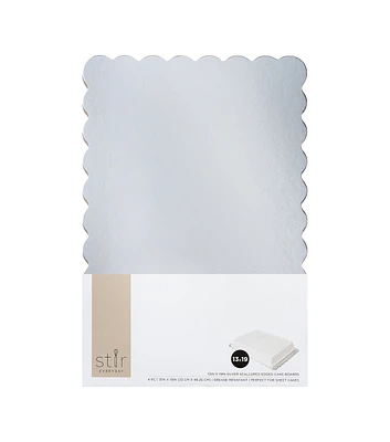 13" x 19" Silver Scalloped Edge Cake Boards 4pk by STIR