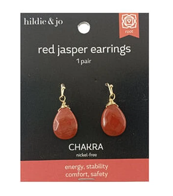 1" Red Jasper Teardrop Earrings by hildie & jo