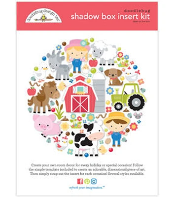 Doodlebug Shadow Box Cardstock Insert Kit - Down on the Farm