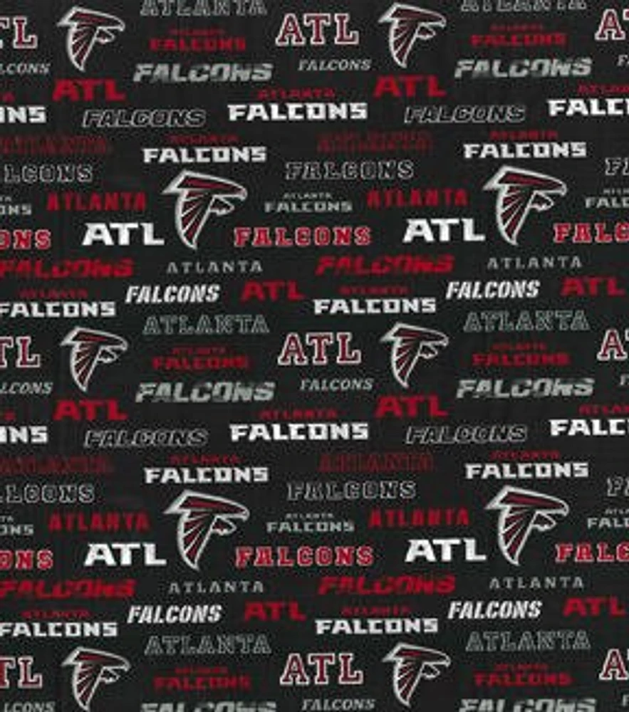 NFL Atlanta Falcons Logo on Black Cotton Fabric