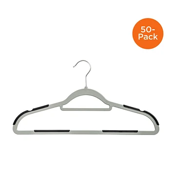 Honey Can Do 18" x 9.5" Plastic Hangers With Anti Slip Rubber Grips 50pk