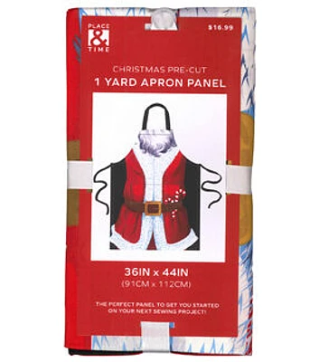 1yd Precut Santa Claus Christmas Apron Panel Kit by Place & Time