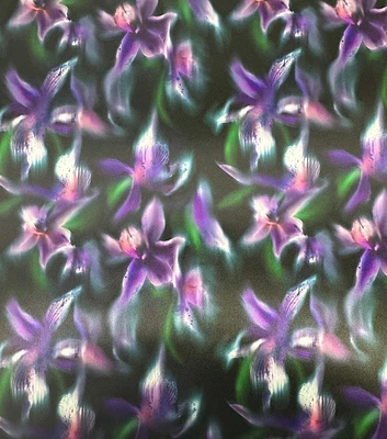 Blurred Floral on Black Charmeuse Fabric