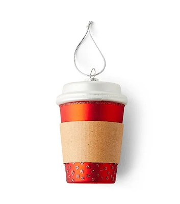 5" Christmas Coffee Cup Glass Ornament by Place & Time