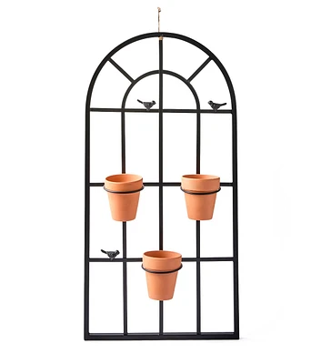 30" Brown Three Pot Metal Wall Planters by Place & Time