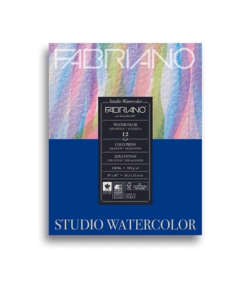 Fabriano Studio Watercolor Pad, Cold-Press, 8" x 10", 140 lb., 12 Sheets