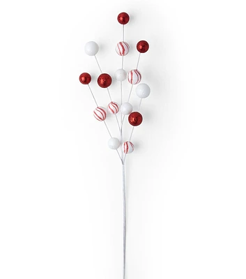 27" Christmas Red & White Swirl Baubles Stem by Bloom Room