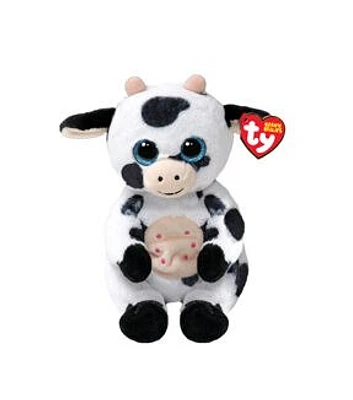 Ty Inc 17" White & Black Herdly Cow Plush Toy