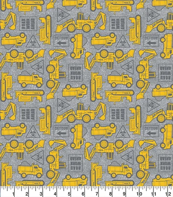 Tonka Road Work Ahead Cotton Fabric