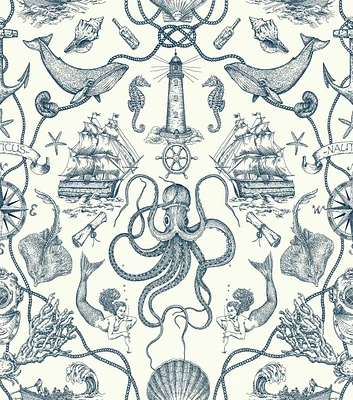 Deep Sea Toile Peel & Stick Wallpaper