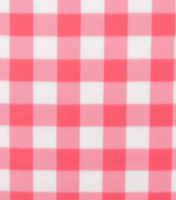 Pink Gingham Blizzard Fleece Fabric