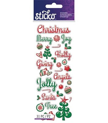 Christmas Words And Icons Epoxy Stickers