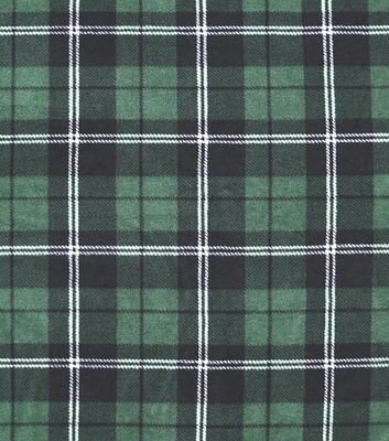 Green Tartan Plaid Anti Pill Fleece Fabric