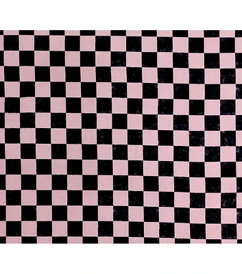 Pink & Black Checkerboard Super Snuggle Flannel Fabric