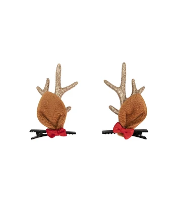 7" Christmas Reindeer Glitter Hair Clips by Happy Value