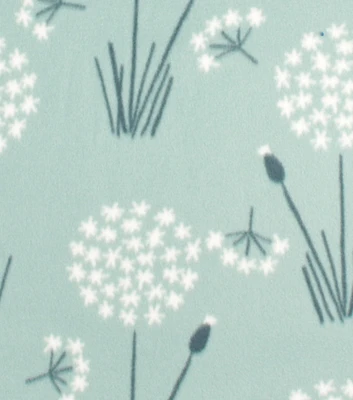 Dancing Dandelions on Mint Blizzard Fleece Fabric