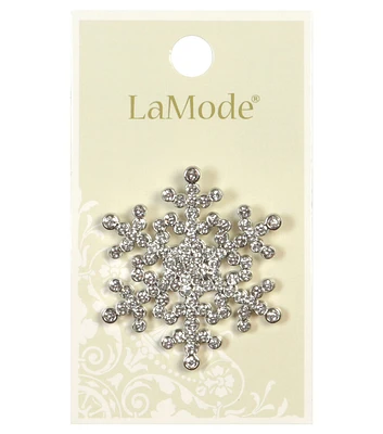 La Mode 1 5/8" Rhinestone Snowflake Shank Button