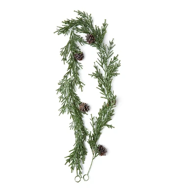 71" Christmas Pine Leaf & Glitter Pinecone Garland by Bloom Room