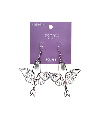 3.5" Halloween Laser Cut Silver Moth Earrings by hildie & jo