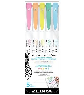 Zebra Mildliner Fluorescent Brush 5pk