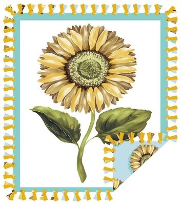 48" Wide Yellow Sunny Sunflower No Sew Fleece Blanket