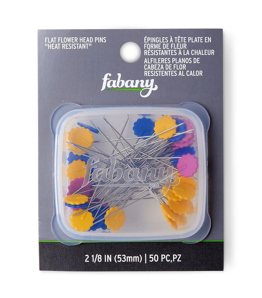 50pk Flower Flat Head Pins by Fabany