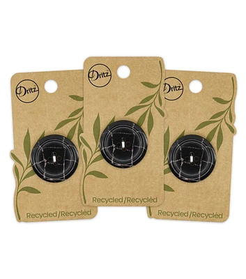 Dritz 1 1/8" Black Recycled Polyester Round 4 Hole Buttons 3pk