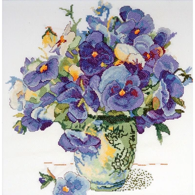 Design Works 14" Pansy Floral Counted Cross Stitch Kit