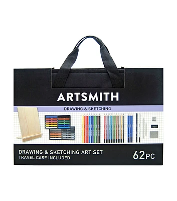 62pc Artist Travel Drawing Sketching Set by Artsmith