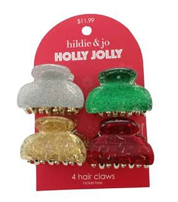 4ct Christmas Glitter Hair Claws by hildie & jo